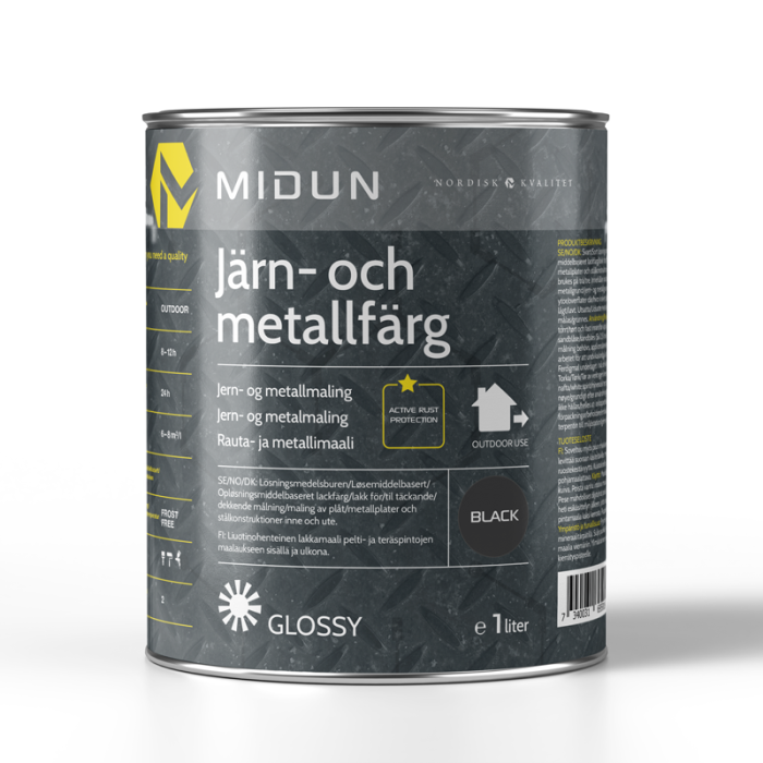 Järn- och Metallfärg Svart Midun