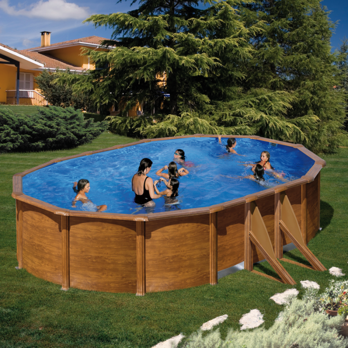 Poolset Classic Träimitation Oval 6,1 x 3,75 x 1,2 m Planet Pool